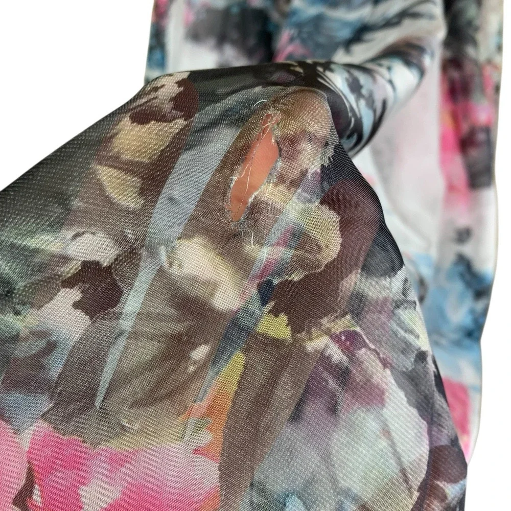 FLAW Peisi Floral Silk Scarf One Size Sheer‎ Lightweight Boho Wrap